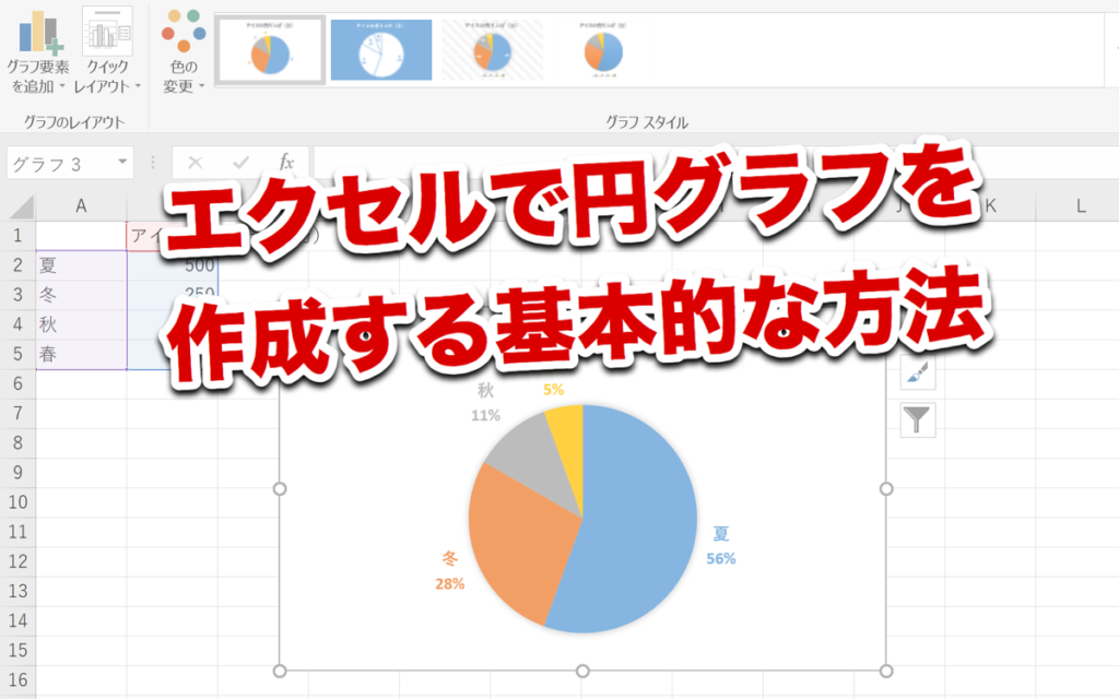 Excel エクセル で円グラフを作成する基本的な方法